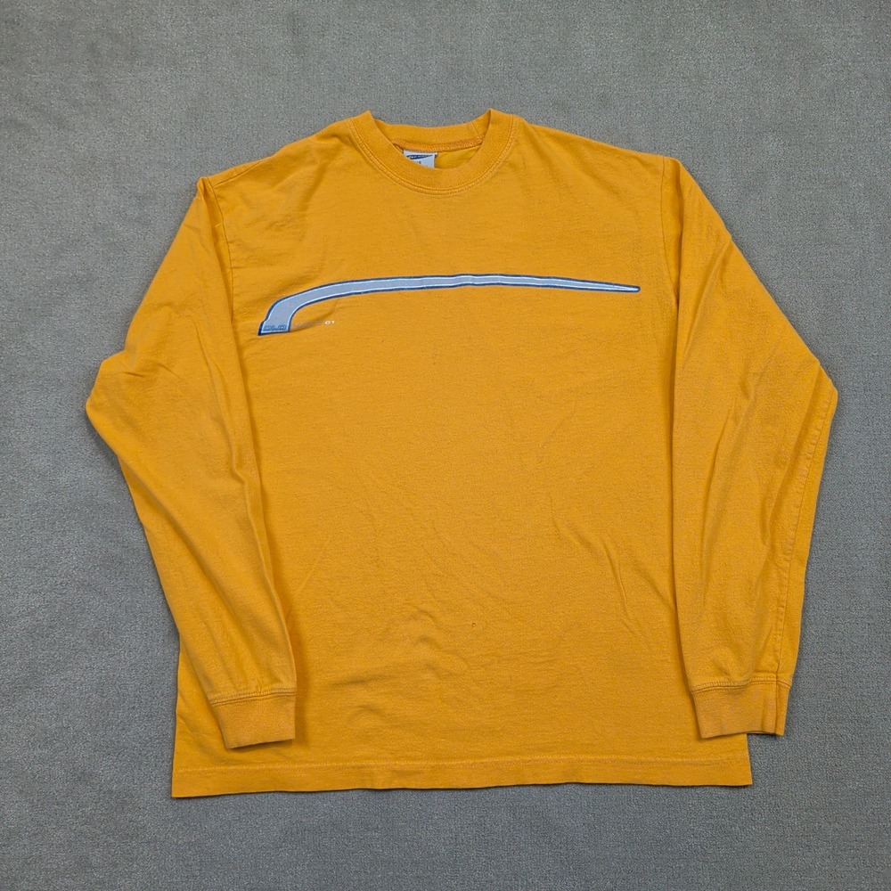 Vintage Old Navy Shirt Mens XS Orange Long Sleeve Graphic 2001 Y2K Cotton